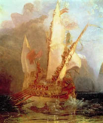 Odysseus bespot Polyphemus, detail van het schip, 1829 (detail van 889)